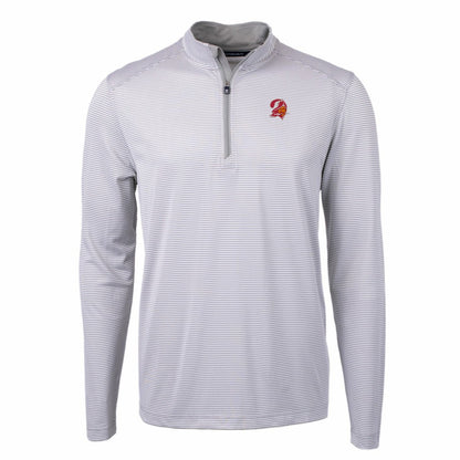 Tampa Bay Buccaneers Cutter & Buck Big & Tall Virtue Eco Pique Micro Stripe Tri-Blend Quarter-Zip Jacket - Gray on sale