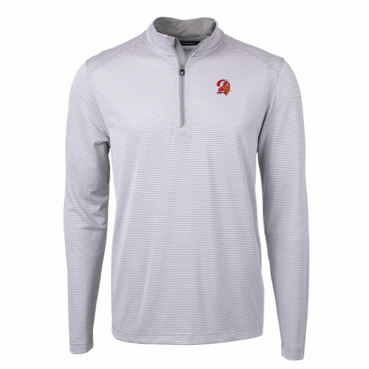 Tampa Bay Buccaneers Cutter & Buck Big & Tall Virtue Eco Pique Micro Stripe Tri-Blend Quarter-Zip Jacket - Gray on sale