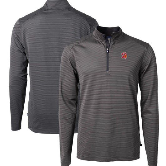 Tampa Bay Buccaneers Cutter & Buck Big & Tall Virtue Eco Pique Micro Stripe Tri-Blend Quarter-Zip Jacket - Black cheap