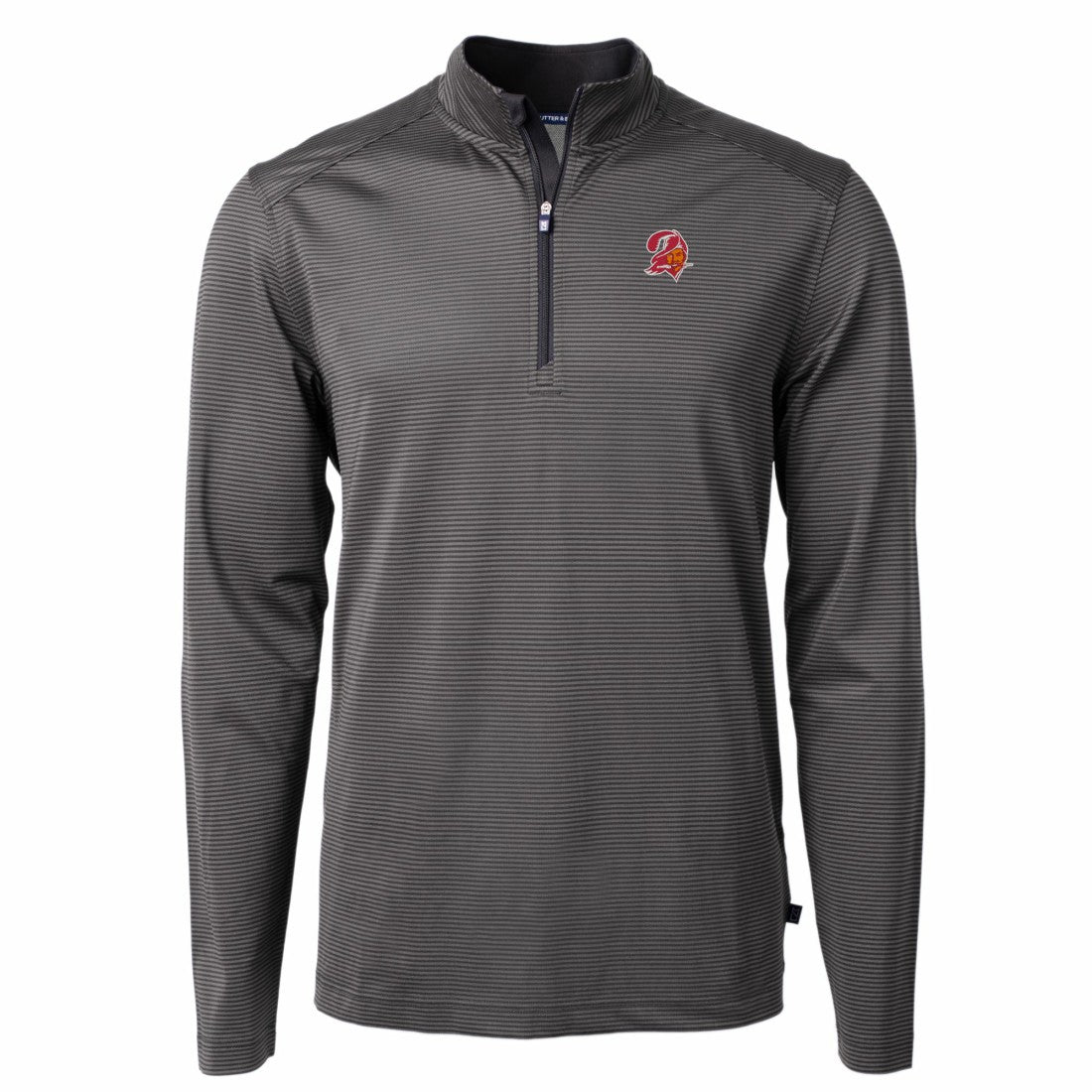 Tampa Bay Buccaneers Cutter & Buck Big & Tall Virtue Eco Pique Micro Stripe Tri-Blend Quarter-Zip Jacket - Black cheap