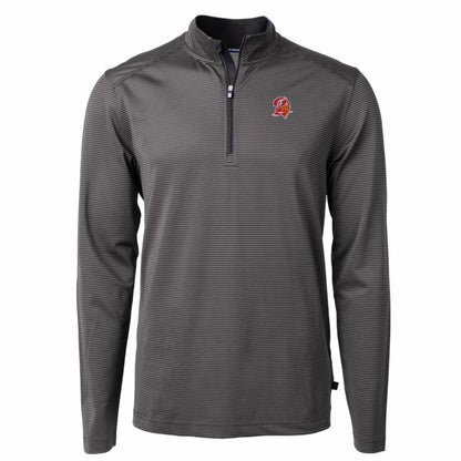 Tampa Bay Buccaneers Cutter & Buck Big & Tall Virtue Eco Pique Micro Stripe Tri-Blend Quarter-Zip Jacket - Black cheap