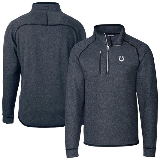 Indianapolis Colts Cutter & Buck Big & Tall Mainsail Sweater-Knit Half-Zip Jacket - Heather Navy online