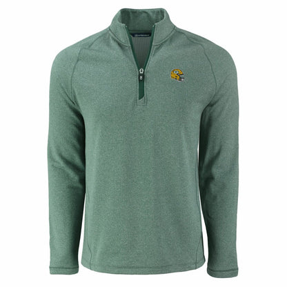 Green Bay Packers Cutter & Buck Peshastin Eco Fleece Tri-Blend Raglan Recycled Quarter-Zip Jacket - Heather Green cheap