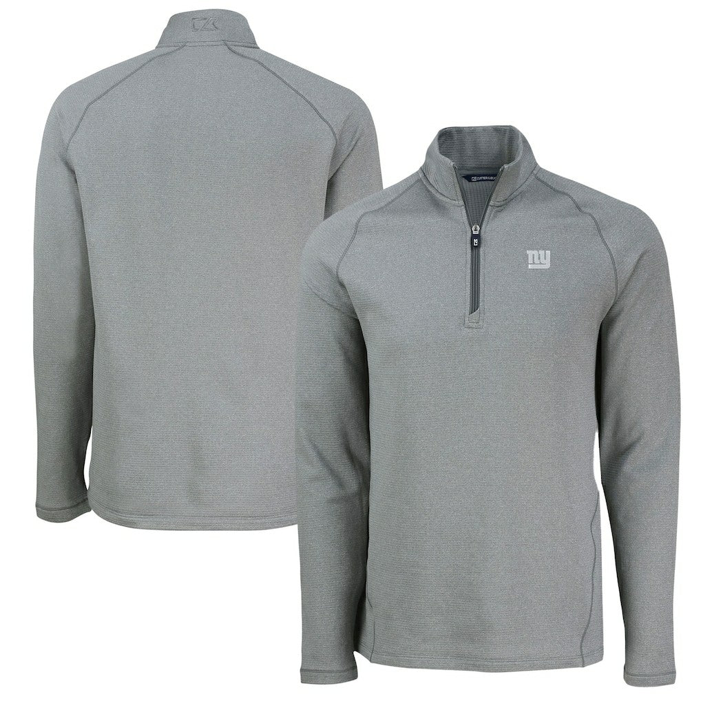 New York Giants Cutter & Buck Peshastin Eco Fleece Tri-Blend Raglan Recycled Quarter-Zip Jacket - Heather Gray cheap