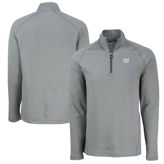 New York Giants Cutter & Buck Peshastin Eco Fleece Tri-Blend Raglan Recycled Quarter-Zip Jacket - Heather Gray cheap