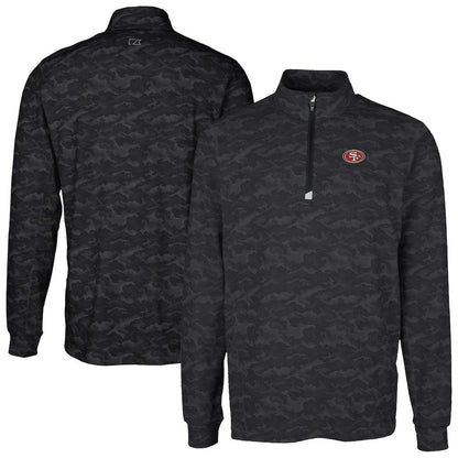 San Francisco 49ers Cutter & Buck Big & Tall Traverse Eco Camo Tri-Blend DryTec Quarter-Zip Jacket - Black sale