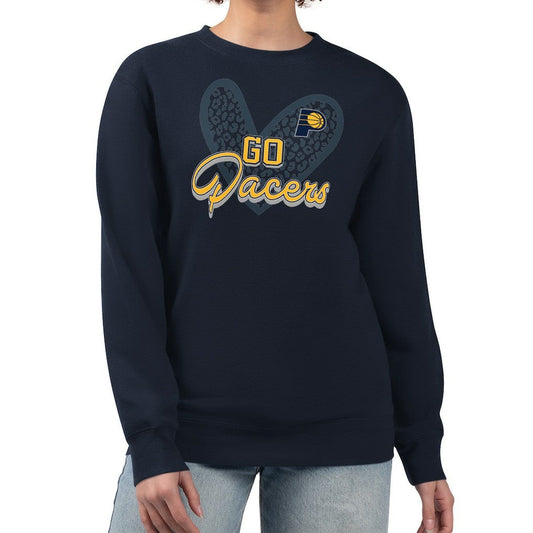 Indiana Pacers G-III 4Her by Carl Banks Women's Leopard Heart Fleece Pullover Sweatshirt - Navy discount