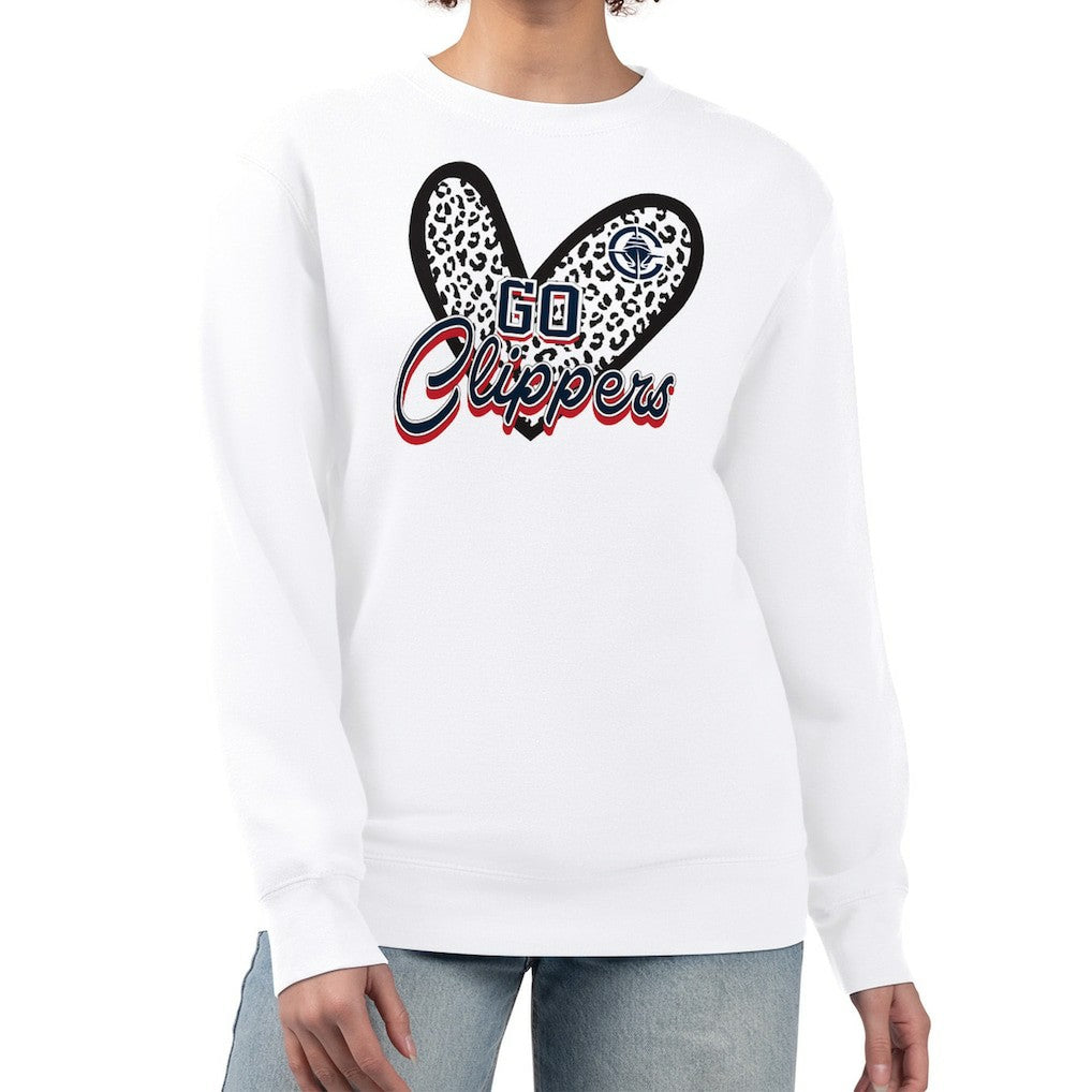 LA Clippers G-III 4Her by Carl Banks Women's Leopard Heart Fleece Pullover Sweatshirt - White online