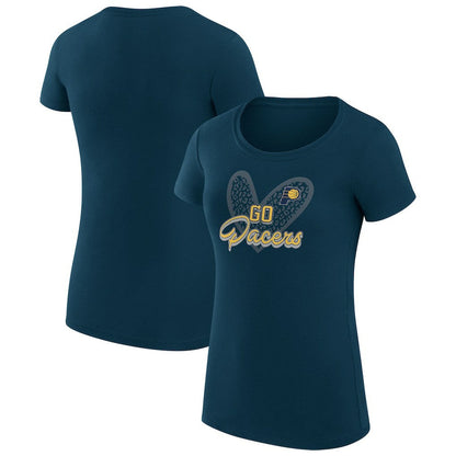 Indiana Pacers G-III 4Her by Carl Banks Women's Super-Slim Fit Lightweight Leopard Heart T-Shirt - Navy online