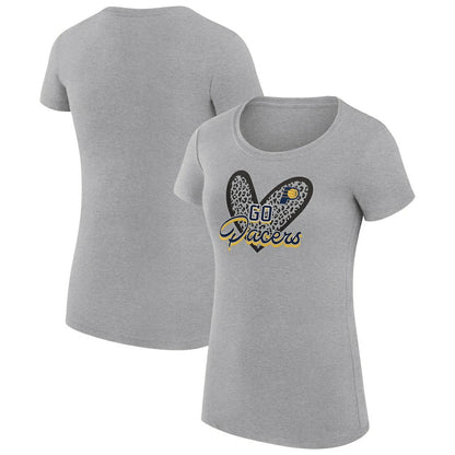 Indiana Pacers G-III 4Her by Carl Banks Women's Super-Slim Fit Lightweight Leopard Heart T-Shirt - Heather Gray shop
