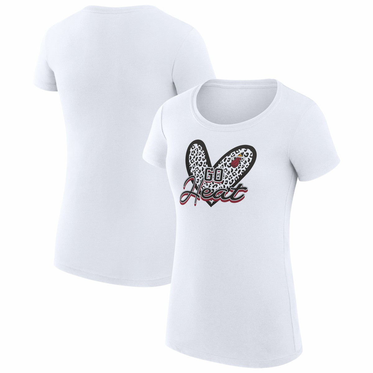 Miami Heat G-III 4Her by Carl Banks Women's Super-Slim Fit Lightweight Leopard Heart T-Shirt - White sale