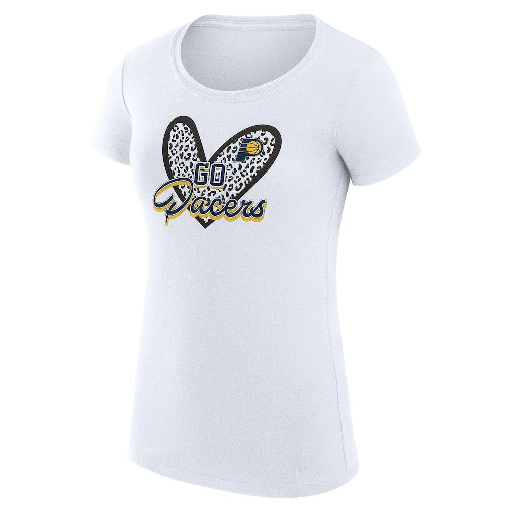 Indiana Pacers G-III 4Her by Carl Banks Women's Super-Slim Fit Lightweight Leopard Heart T-Shirt - White discount