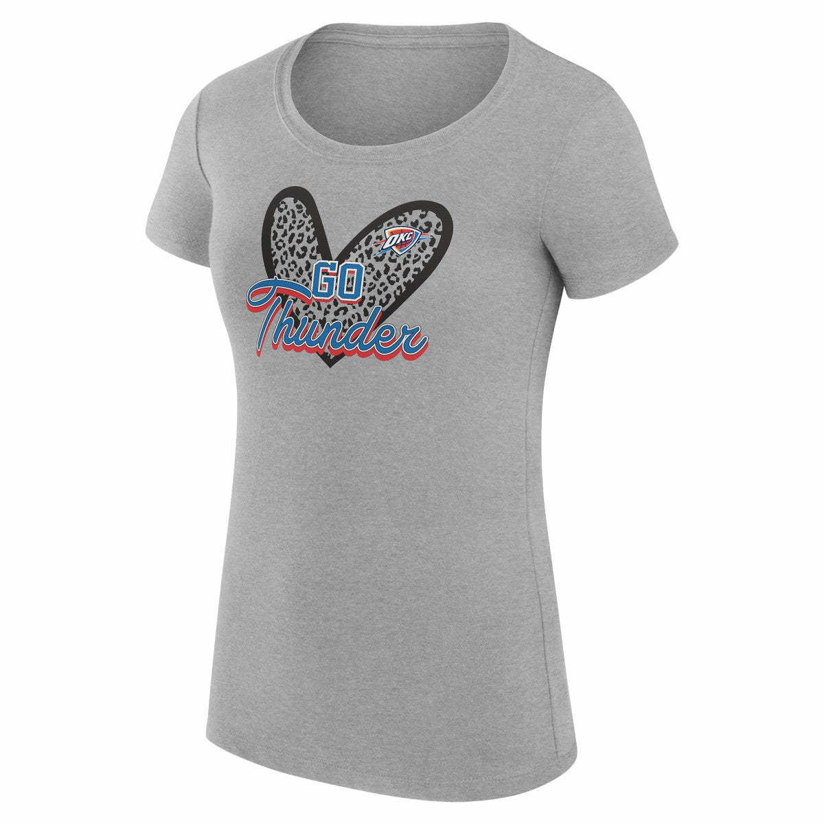 Oklahoma City Thunder G-III 4Her by Carl Banks Women's Super-Slim Fit Lightweight Leopard Heart T-Shirt - Heather Gray online