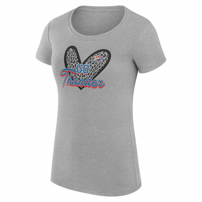 Oklahoma City Thunder G-III 4Her by Carl Banks Women's Super-Slim Fit Lightweight Leopard Heart T-Shirt - Heather Gray online