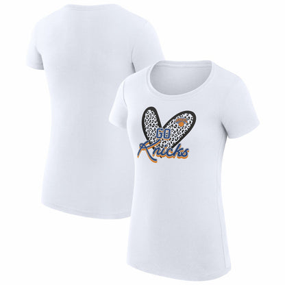 New York Knicks G-III 4Her by Carl Banks Women's Super-Slim Fit Lightweight Leopard Heart T-Shirt - White on sale