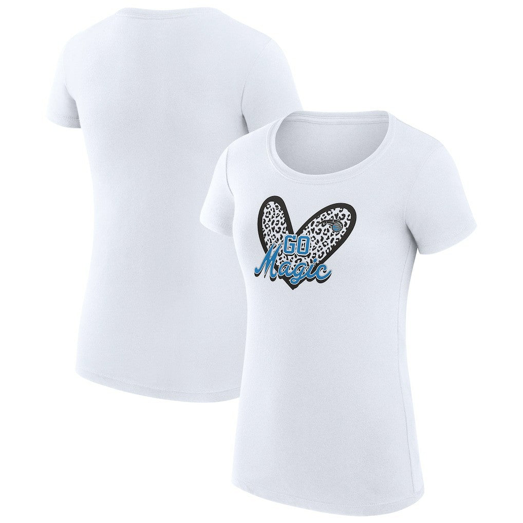 Orlando Magic G-III 4Her by Carl Banks Women's Super-Slim Fit Lightweight Leopard Heart T-Shirt - White outlet