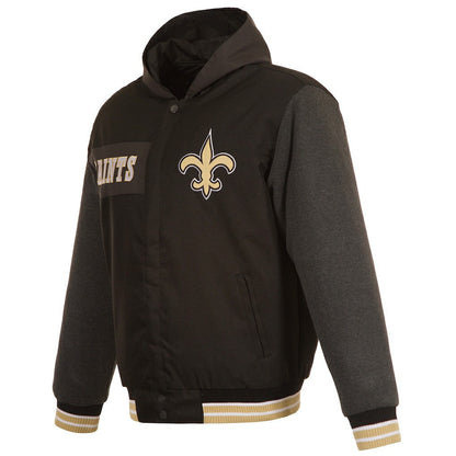New Orleans Saints JH Design Reversible Twill Hoodie Full-Zip Jacket - Black sale