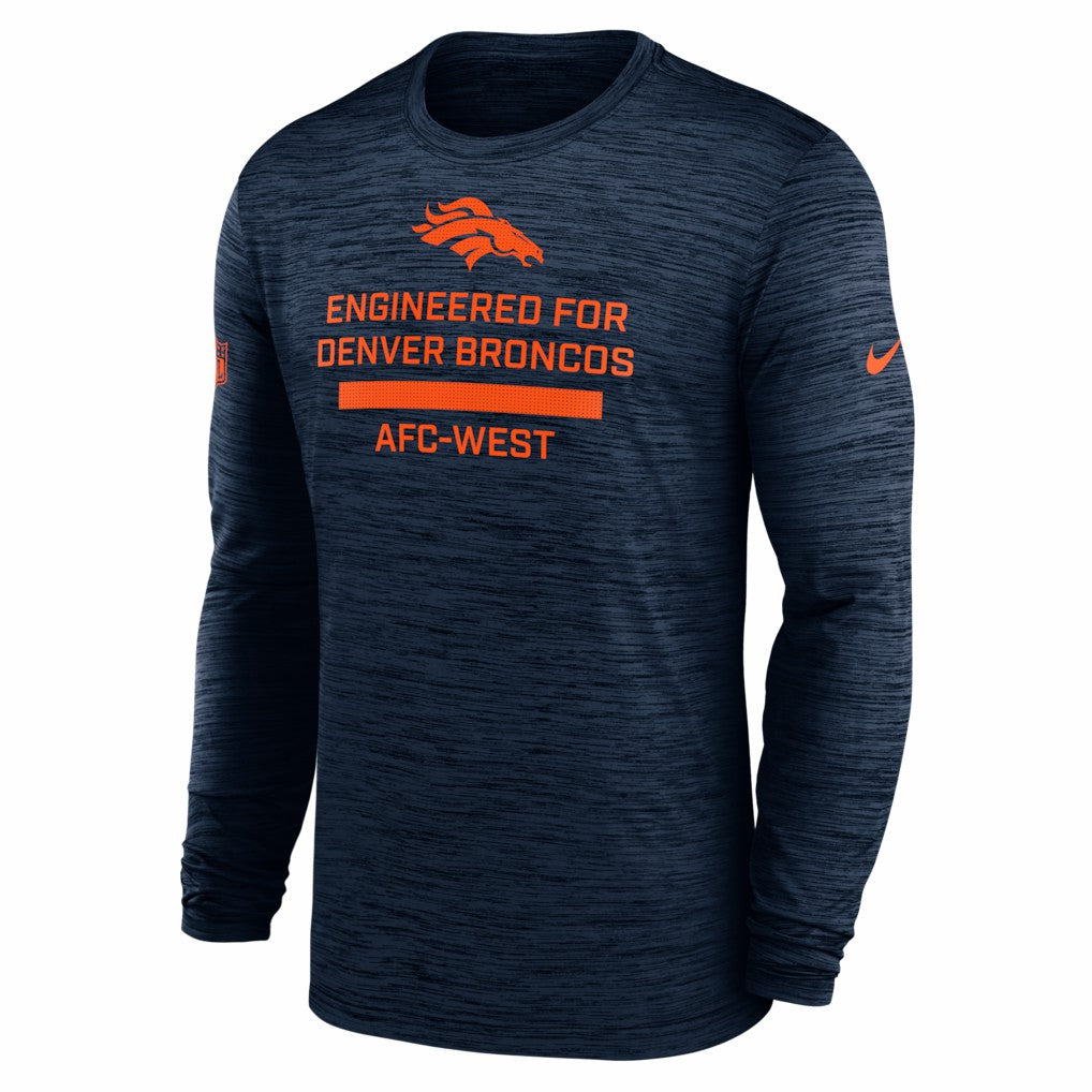 Denver Broncos Sideline Velocity Performance Long Sleeve T-Shirt - Navy | Nike for sale