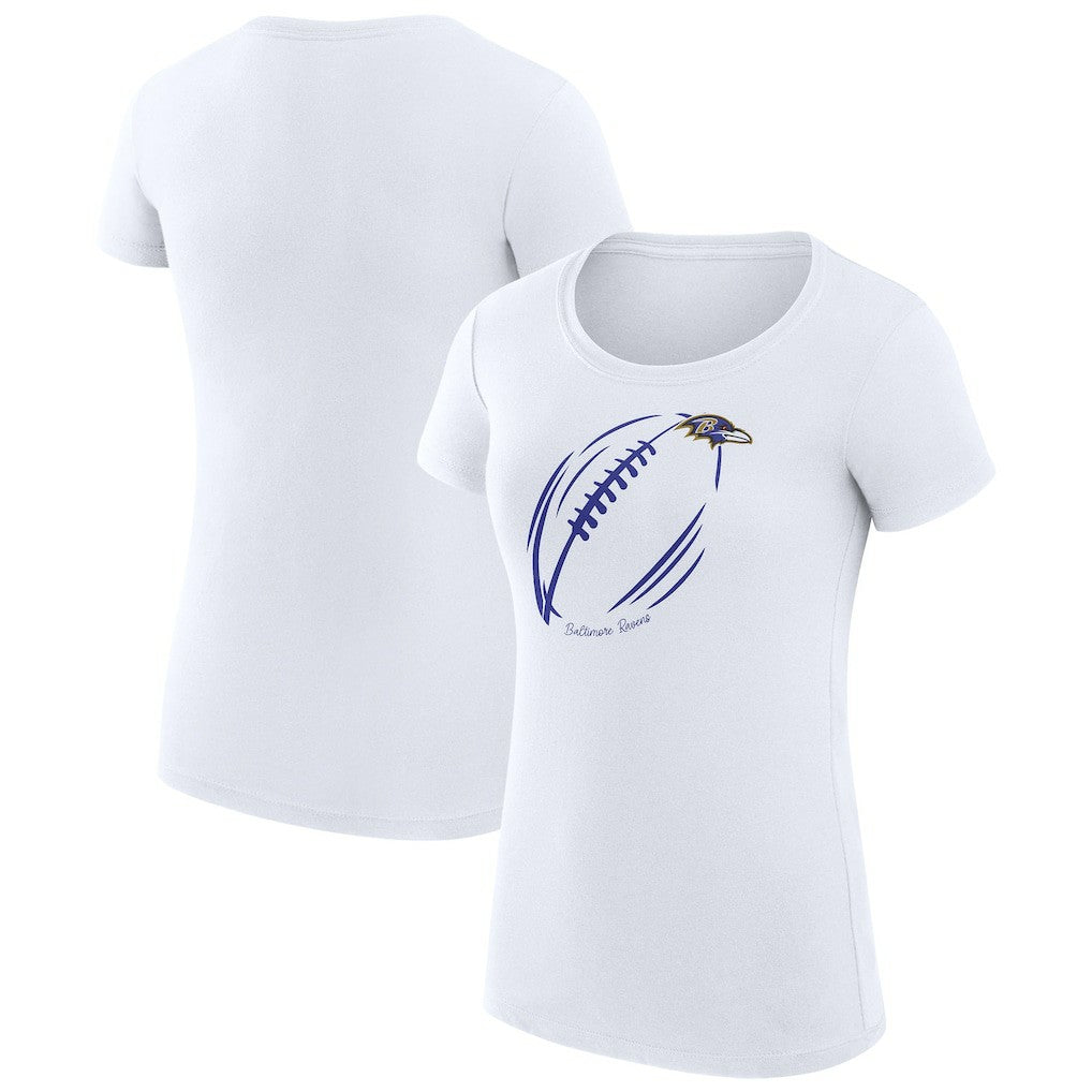 Baltimore Ravens G-III 4Her by Carl Banks Women's Super-Slim Fit Lightweight Subtle Football T-Shirt - White outlet