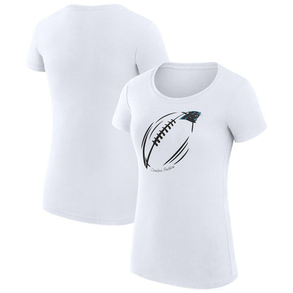 Carolina Panthers G-III 4Her by Carl Banks Women's Super-Slim Fit Lightweight Subtle Football T-Shirt - White discount