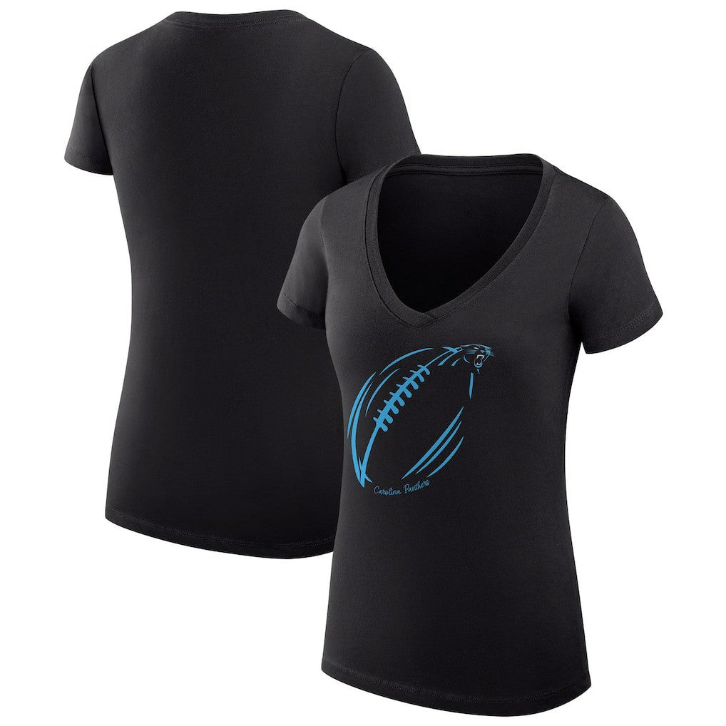 Carolina Panthers G-III 4Her by Carl Banks Women's Super-Slim Fit Lightweight Subtle Football V-Neck T-Shirt - Black sale