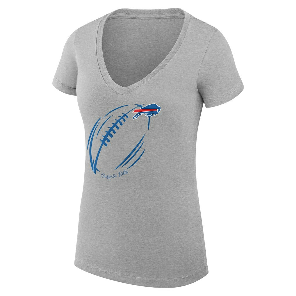 Buffalo Bills G-III 4Her by Carl Banks Women's Super-Slim Fit Lightweight Subtle Football V-Neck T-Shirt - Heather Gray on sale