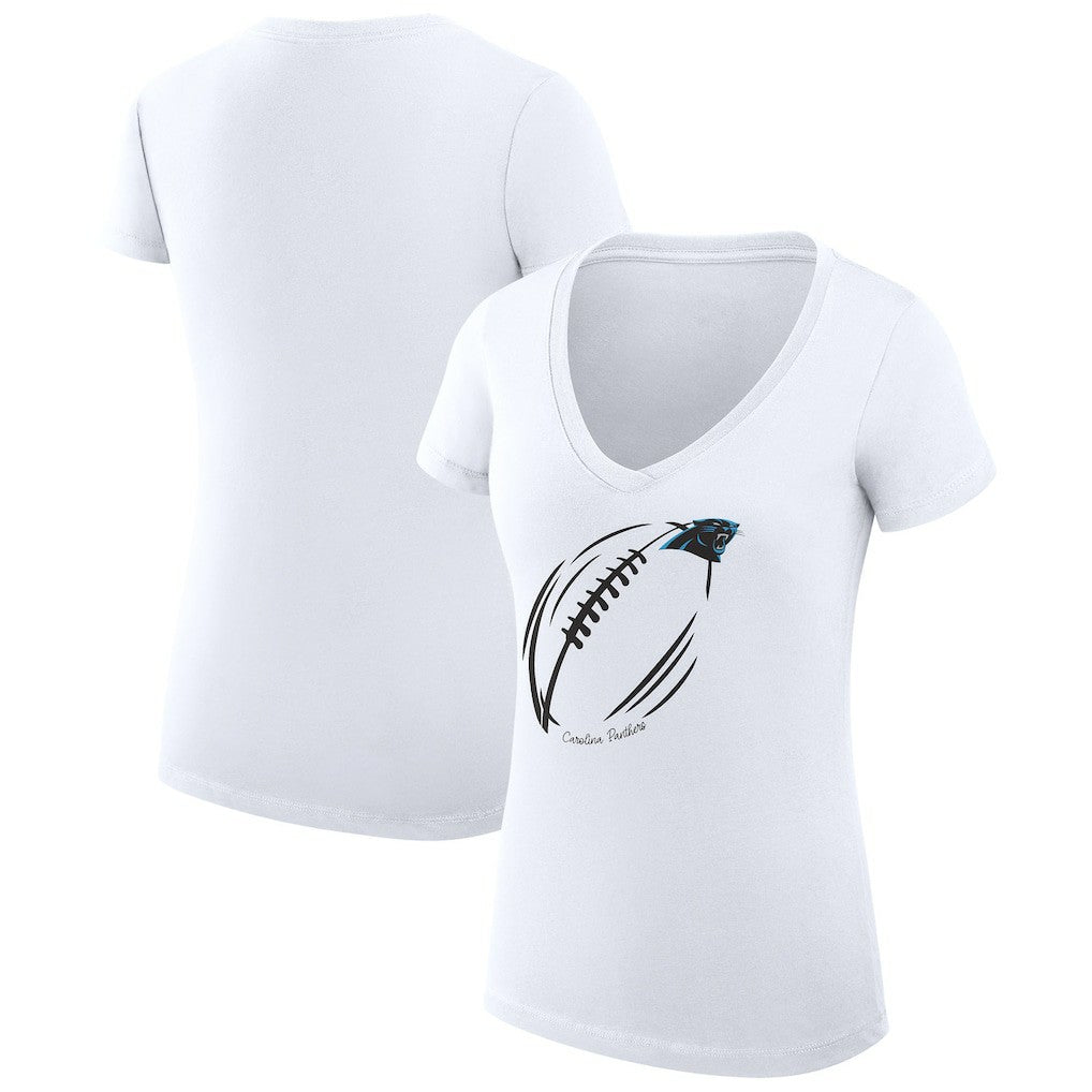Carolina Panthers G-III 4Her by Carl Banks Women's Super-Slim Fit Lightweight Subtle Football V-Neck T-Shirt - White sale