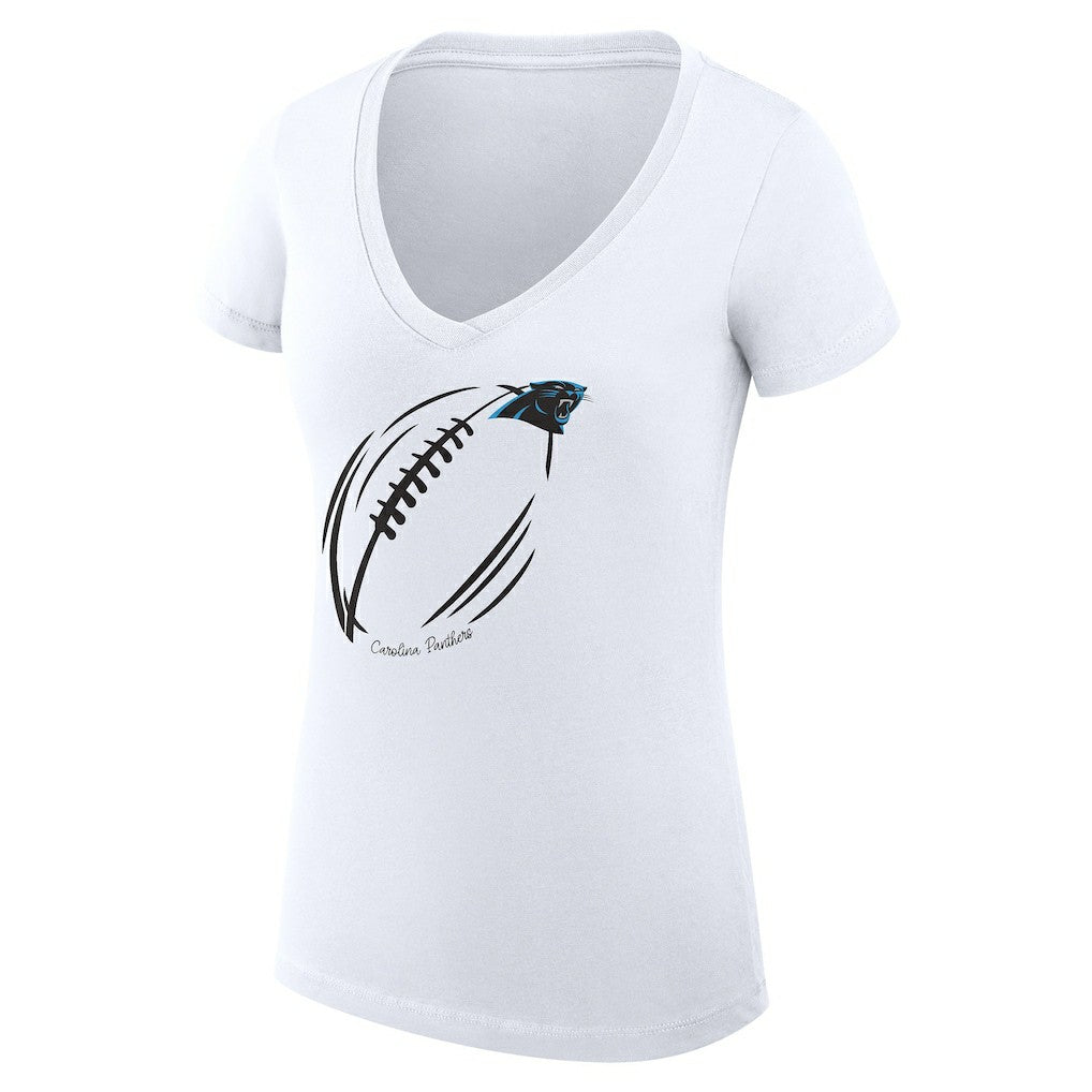 Carolina Panthers G-III 4Her by Carl Banks Women's Super-Slim Fit Lightweight Subtle Football V-Neck T-Shirt - White sale