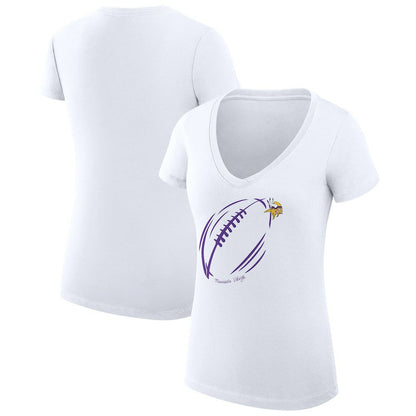 Minnesota Vikings G-III 4Her by Carl Banks Women's Super-Slim Fit Lightweight Subtle Football V-Neck T-Shirt - White for sale