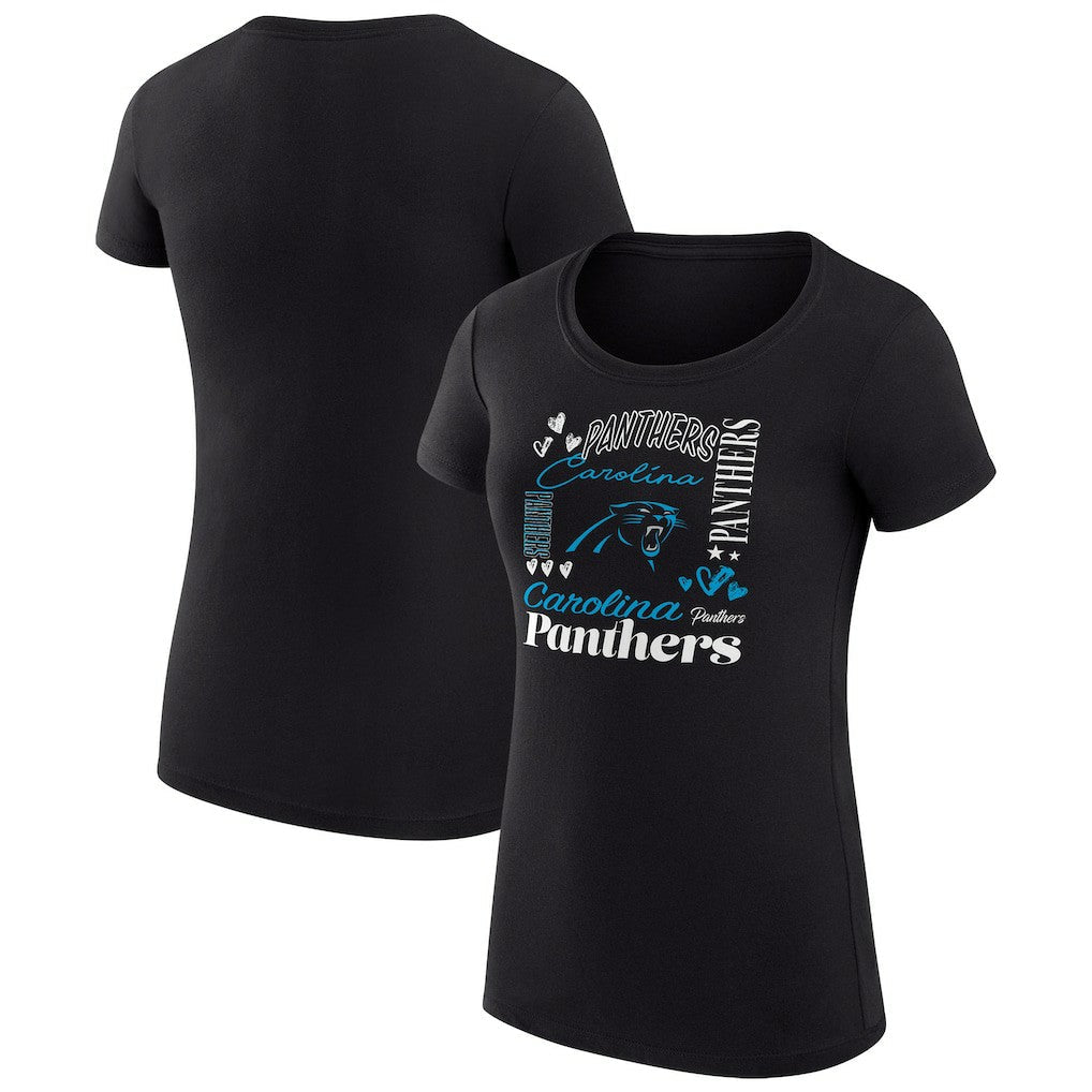 Carolina Panthers G-III 4Her by Carl Banks Women's Super-Slim Fit Lightweight Collage Team T-Shirt - Black cheap