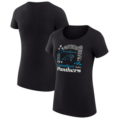 Carolina Panthers G-III 4Her by Carl Banks Women's Super-Slim Fit Lightweight Collage Team T-Shirt - Black cheap