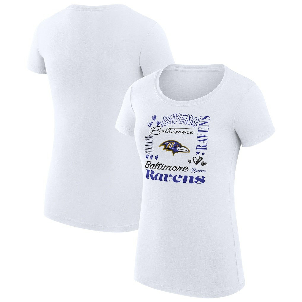 Baltimore Ravens G-III 4Her by Carl Banks Women's Super-Slim Fit Lightweight Collage Team T-Shirt - White cheap