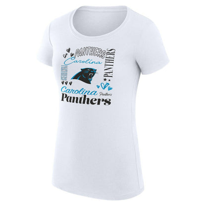 Carolina Panthers G-III 4Her by Carl Banks Women's Super-Slim Fit Lightweight Collage Team T-Shirt - White for sale