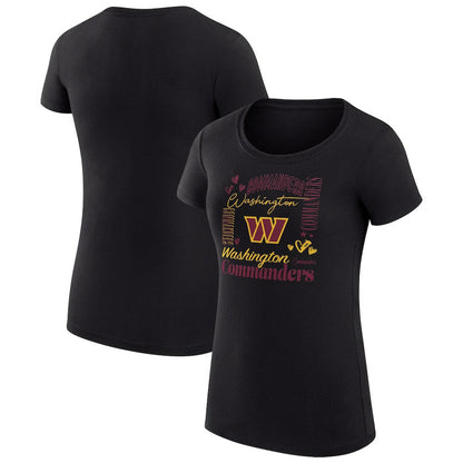 Washington Commanders G-III 4Her by Carl Banks Women's Super-Slim Fit Lightweight Collage Team T-Shirt - Black discount