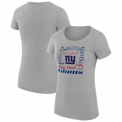 New York Giants G-III 4Her by Carl Banks Women's Super-Slim Fit Lightweight Collage Team T-Shirt - Heather Gray outlet