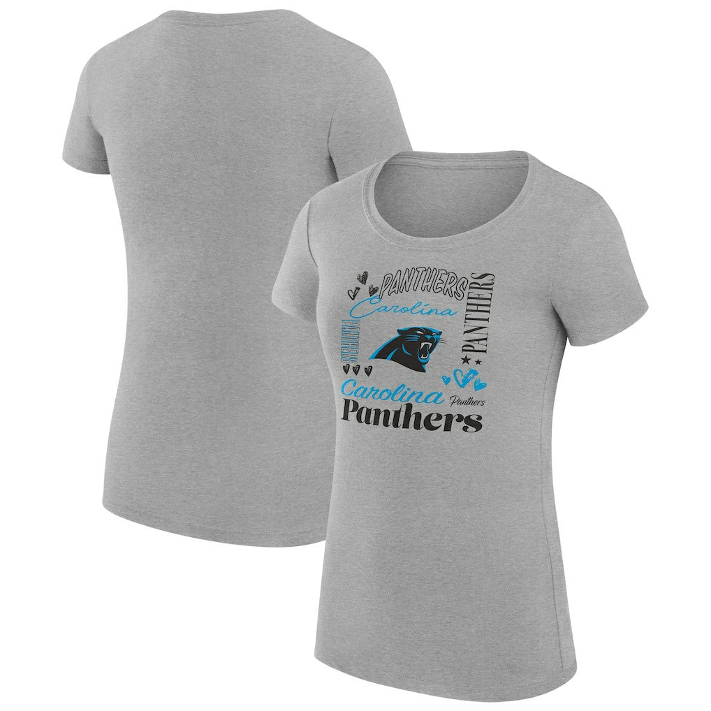 Carolina Panthers G-III 4Her by Carl Banks Women's Super-Slim Fit Lightweight Collage Team T-Shirt - Heather Gray on sale