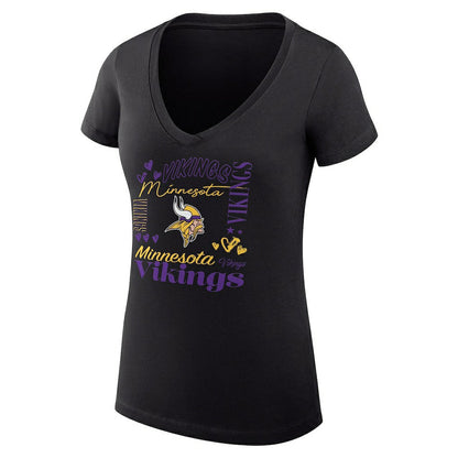 Minnesota Vikings G-III 4Her by Carl Banks Women's Super-Slim Fit Lightweight Collage Team V-Neck T-Shirt - Black on sale