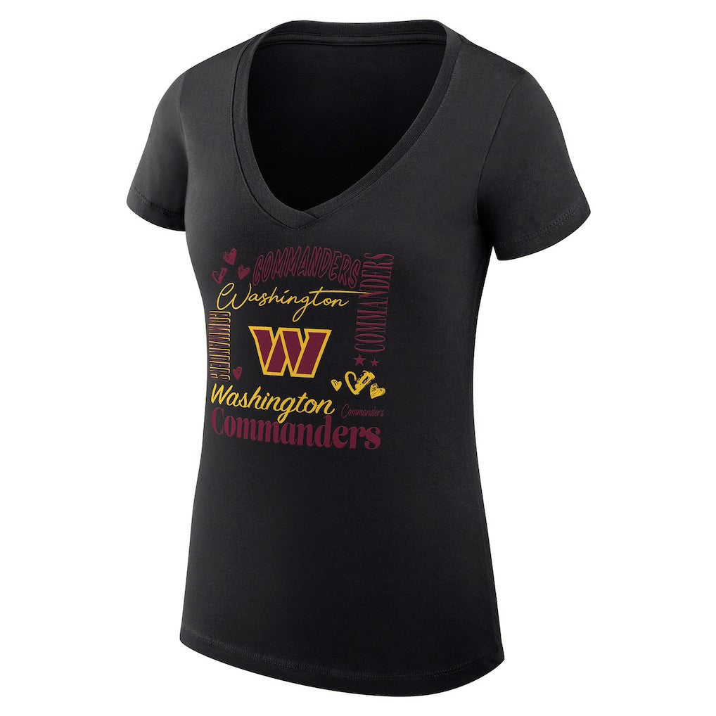Washington Commanders G-III 4Her by Carl Banks Women's Super-Slim Fit Lightweight Collage Team V-Neck T-Shirt - Black on sale