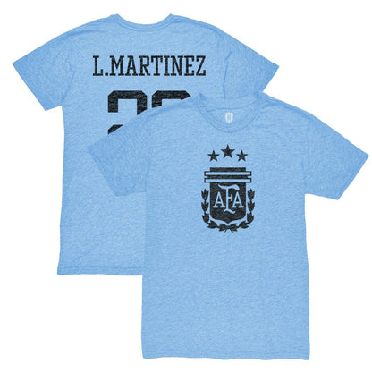 Lautaro Martinez Argentina National Team 1863FC Retro Player Tri-Blend T-Shirt - Light Blue online