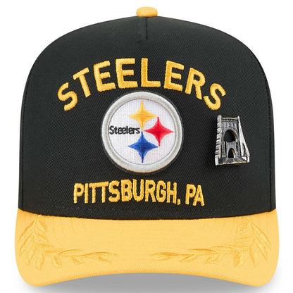 Pittsburgh Steelers New Era 2025 NFL Draft On Stage A-Frame 59FIFTY Fitted Hat - Black/Gold sale