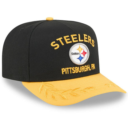 Pittsburgh Steelers New Era 2025 NFL Draft A-Frame 9FIFTY Snapback Hat - Black/Gold online