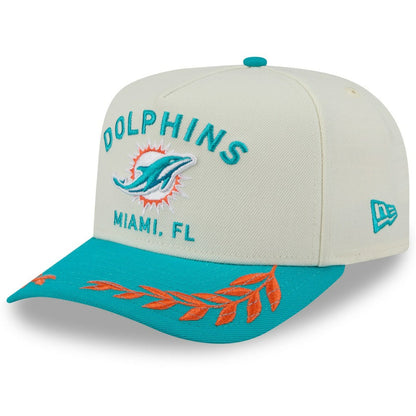 Miami Dolphins New Era 2025 NFL Draft A-Frame 9FIFTY Snapback Hat - Cream/Aqua for sale