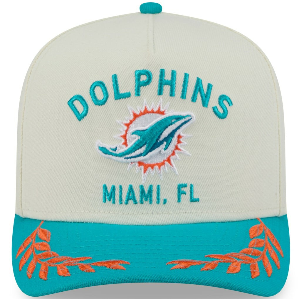 Miami Dolphins New Era 2025 NFL Draft A-Frame 9FIFTY Snapback Hat - Cream/Aqua for sale