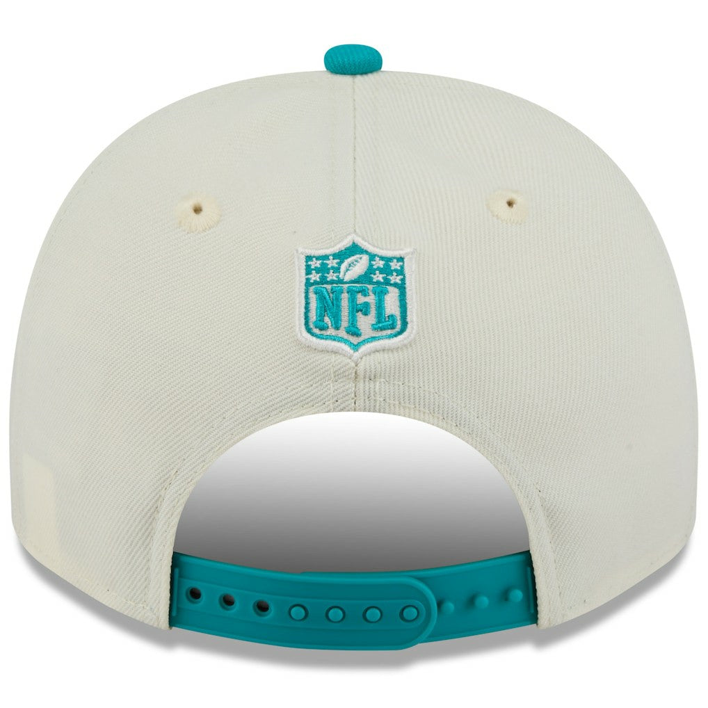 Miami Dolphins New Era 2025 NFL Draft A-Frame 9FIFTY Snapback Hat - Cream/Aqua for sale