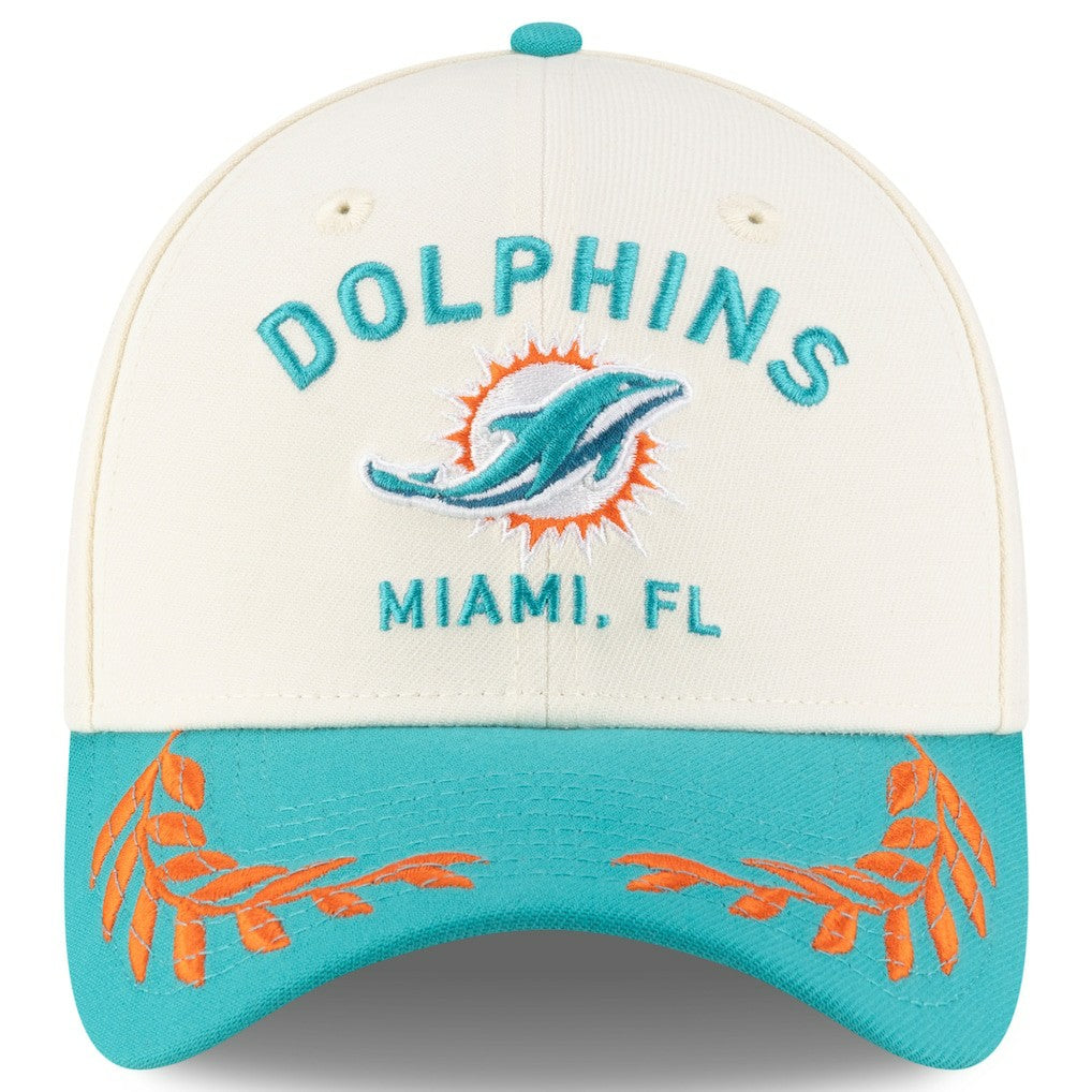 Miami Dolphins New Era 2025 NFL Draft 39THIRTY Flex Hat - Cream/Aqua discount