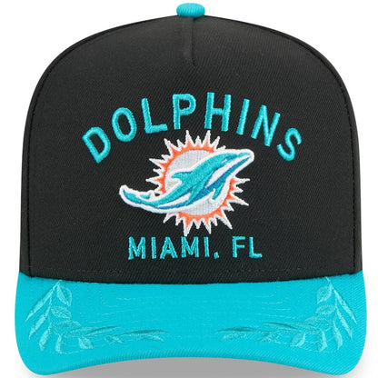 Miami Dolphins New Era Youth 2025 NFL Draft A-Frame 9FIFTY Snapback Hat - Black/Aqua on sale