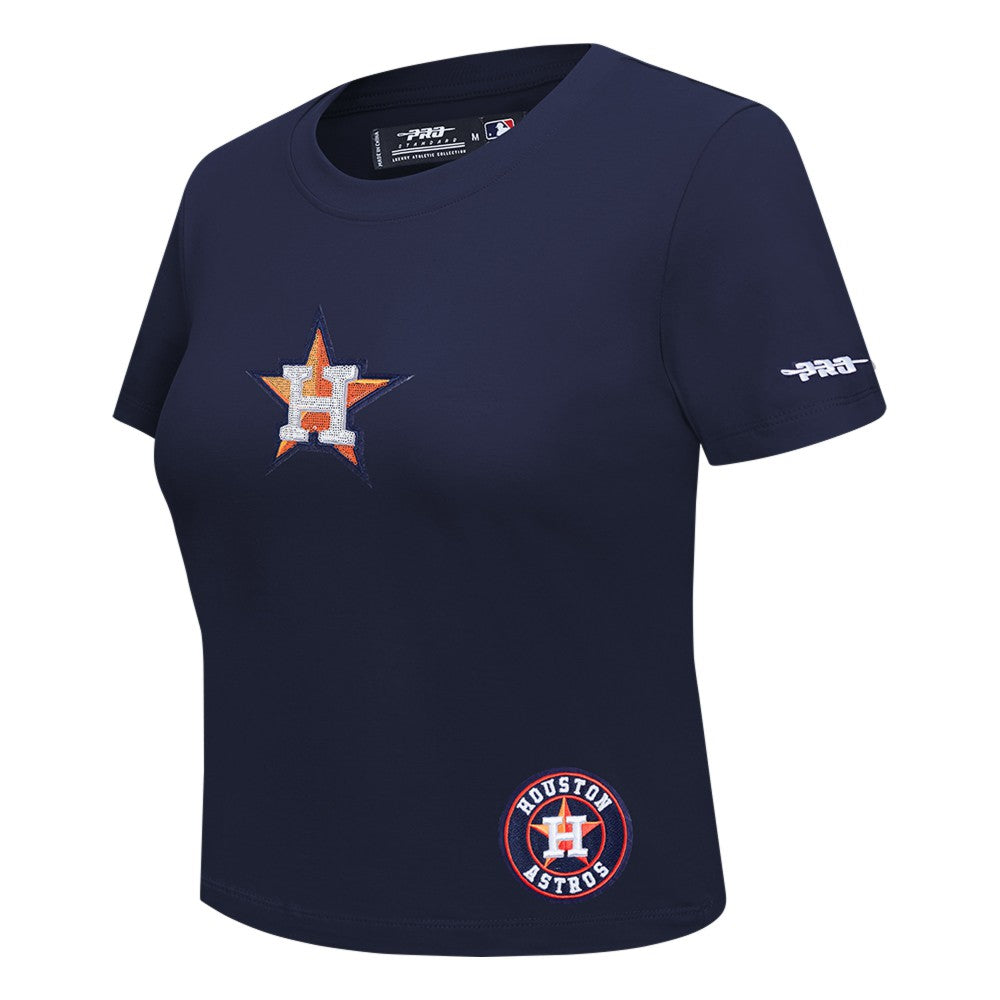 Houston Astros Pro Standard Women's Game Day Classics Baby Doll Cropped T-Shirt - Navy