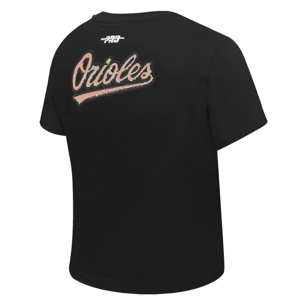 Baltimore Orioles Pro Standard Women's Game Day Classics Baby Doll Cropped T-Shirt - Black