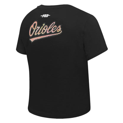 Baltimore Orioles Pro Standard Women's Game Day Classics Baby Doll Cropped T-Shirt - Black