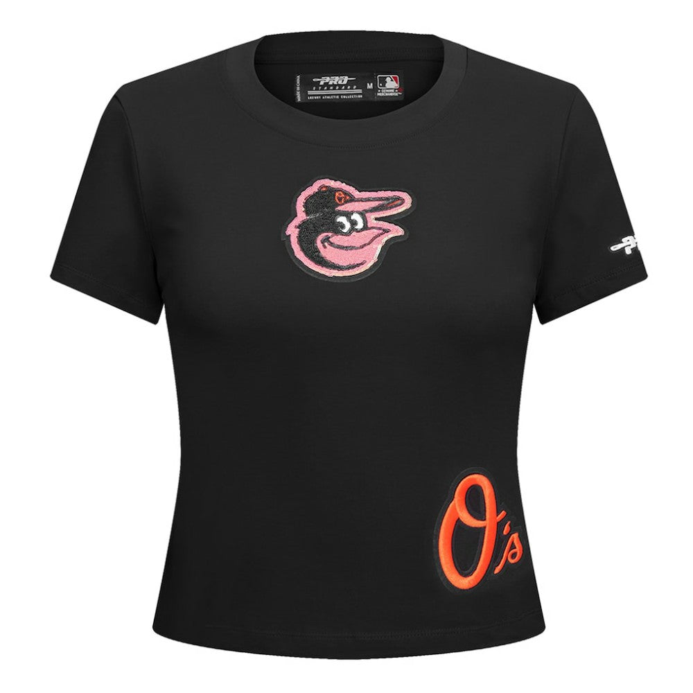 Baltimore Orioles Pro Standard Women's Game Day Classics Baby Doll Cropped T-Shirt - Black
